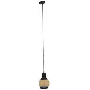 glo-01505-01505_3 GLOBOSTAR® OLIVER 01505 VINTAGE ΚΡΕΜΑΣΤΟ ΦΩΤΙΣΤΙΚΟ ΚΑΜΠΑΝΑ ΜΟΝΟΦΩΤΟ 1 X E27 IP20 ΜΕΛΙ ΓΥΑΛ