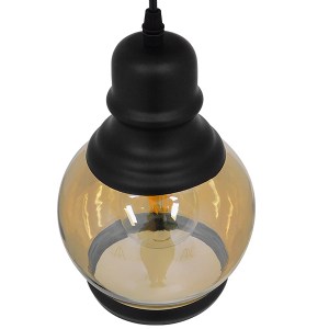 glo-01505-01505_4 GLOBOSTAR® OLIVER 01505 VINTAGE ΚΡΕΜΑΣΤΟ ΦΩΤΙΣΤΙΚΟ ΚΑΜΠΑΝΑ ΜΟΝΟΦΩΤΟ 1 X E27 IP20 ΜΕΛΙ ΓΥΑΛ