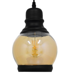 glo-01505-01505_5 GLOBOSTAR® OLIVER 01505 VINTAGE ΚΡΕΜΑΣΤΟ ΦΩΤΙΣΤΙΚΟ ΚΑΜΠΑΝΑ ΜΟΝΟΦΩΤΟ 1 X E27 IP20 ΜΕΛΙ ΓΥΑΛ