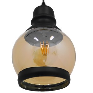 glo-01505-01505_6 GLOBOSTAR® OLIVER 01505 VINTAGE ΚΡΕΜΑΣΤΟ ΦΩΤΙΣΤΙΚΟ ΚΑΜΠΑΝΑ ΜΟΝΟΦΩΤΟ 1 X E27 IP20 ΜΕΛΙ ΓΥΑΛ