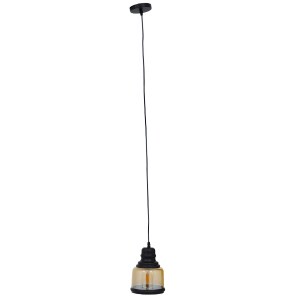 glo-01506-01506_3 GLOBOSTAR® OLIVER 01506 VINTAGE ΚΡΕΜΑΣΤΟ ΦΩΤΙΣΤΙΚΟ ΚΑΜΠΑΝΑ ΜΟΝΟΦΩΤΟ 1 X E27 IP20 ΜΕΛΙ ΓΥΑΛ