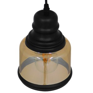 glo-01506-01506_4 GLOBOSTAR® OLIVER 01506 VINTAGE ΚΡΕΜΑΣΤΟ ΦΩΤΙΣΤΙΚΟ ΚΑΜΠΑΝΑ ΜΟΝΟΦΩΤΟ 1 X E27 IP20 ΜΕΛΙ ΓΥΑΛ