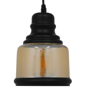 glo-01506-01506_5 GLOBOSTAR® OLIVER 01506 VINTAGE ΚΡΕΜΑΣΤΟ ΦΩΤΙΣΤΙΚΟ ΚΑΜΠΑΝΑ ΜΟΝΟΦΩΤΟ 1 X E27 IP20 ΜΕΛΙ ΓΥΑΛ