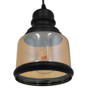 glo-01506-01506_6 GLOBOSTAR® OLIVER 01506 VINTAGE ΚΡΕΜΑΣΤΟ ΦΩΤΙΣΤΙΚΟ ΚΑΜΠΑΝΑ ΜΟΝΟΦΩΤΟ 1 X E27 IP20 ΜΕΛΙ ΓΥΑΛ