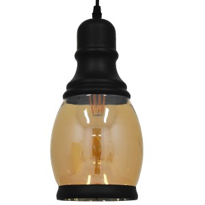 glo-01507-01507_00 GLOBOSTAR® OLIVER 01507 VINTAGE ΚΡΕΜΑΣΤΟ ΦΩΤΙΣΤΙΚΟ ΚΑΜΠΑΝΑ ΜΟΝΟΦΩΤΟ 1 X E27 IP20 ΜΕΛΙ ΓΥΑΛ