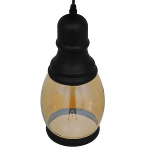 glo-01507-01507_4 GLOBOSTAR® OLIVER 01507 VINTAGE ΚΡΕΜΑΣΤΟ ΦΩΤΙΣΤΙΚΟ ΚΑΜΠΑΝΑ ΜΟΝΟΦΩΤΟ 1 X E27 IP20 ΜΕΛΙ ΓΥΑΛ