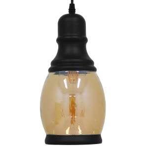 glo-01507-01507_5 GLOBOSTAR® OLIVER 01507 VINTAGE ΚΡΕΜΑΣΤΟ ΦΩΤΙΣΤΙΚΟ ΚΑΜΠΑΝΑ ΜΟΝΟΦΩΤΟ 1 X E27 IP20 ΜΕΛΙ ΓΥΑΛ