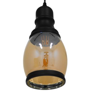 glo-01507-01507_6 GLOBOSTAR® OLIVER 01507 VINTAGE ΚΡΕΜΑΣΤΟ ΦΩΤΙΣΤΙΚΟ ΚΑΜΠΑΝΑ ΜΟΝΟΦΩΤΟ 1 X E27 IP20 ΜΕΛΙ ΓΥΑΛ