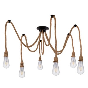 glo-01547-01547_0 GLOBOSTAR® ATROX 01547 VINTAGE ΦΩΤΙΣΤΙΚΟ ΑΝΑΡΤΗΣΗ ΠΟΛΥΦΩΤΟ 6 X E27 IP20 ΜΠΕΖ ΣΧΟΙΝΙ - 6 X 