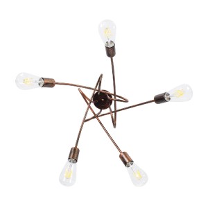 glo-01564-01564_6 GLOBOSTAR® PAULELI 01564 ΜΟΝΤΕΡΝΟ ΦΩΤΙΣΤΙΚΟ ΟΡΟΦΗΣ ΠΛΕΓΜΑ ΠΟΛΥΦΩΤΟ 5 X E27 IP20 ΧΑΛΚΙΝΟ ΜΕ