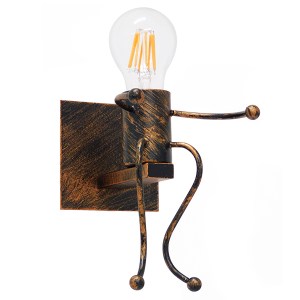 glo-01592-01592_0 GLOBOSTAR® LITTLE MAN 01592 ΜΟΝΤΕΡΝΟ ΕΠΙΤΟΙΧΙΟ ΦΩΤΙΣΤΙΚΟ ΑΠΛΙΚΑ ΜΟΝΟΦΩΤΟ 1 X E27 IP20 ΧΑΛΚ