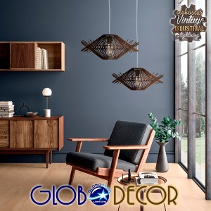 glo-01602-01602_07 GLOBOSTAR® SASSO 01602 BOHO ΚΡΕΜΑΣΤΟ ΦΩΤΙΣΤΙΚΟ ΠΛΕΓΜΑ ΜΟΝΟΦΩΤΟ 1 X E27 IP20 ΚΑΦΕ ΞΥΛΟ - Μ5