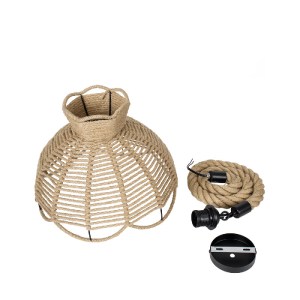 glo-01610-01610_9 GLOBOSTAR® VENIER 01610 BOHO ΚΡΕΜΑΣΤΟ ΦΩΤΙΣΤΙΚΟ ΠΛΕΓΜΑ ΜΟΝΟΦΩΤΟ 1 X E27 IP20 ΜΠΕΖ ΣΧΟΙΝΙ -