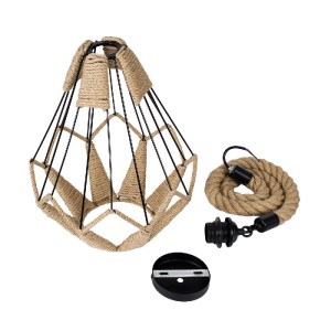 glo-01617-01617_10 GLOBOSTAR® CONICAL 01617 VINTAGE ΚΡΕΜΑΣΤΟ ΦΩΤΙΣΤΙΚΟ ΠΛΕΓΜΑ ΜΟΝΟΦΩΤΟ 1 X E27 IP20 ΜΑΥΡΟ ΜΕΤ