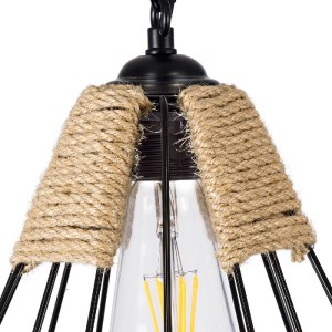 glo-01617-01617_7 GLOBOSTAR® CONICAL 01617 VINTAGE ΚΡΕΜΑΣΤΟ ΦΩΤΙΣΤΙΚΟ ΠΛΕΓΜΑ ΜΟΝΟΦΩΤΟ 1 X E27 IP20 ΜΑΥΡΟ ΜΕΤ