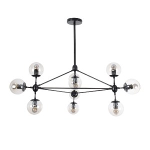 glo-01636-01636_2 GLOBOSTAR® SENTINEL 01636 ΜΟΝΤΕΡΝΟ ΦΩΤΙΣΤΙΚΟ ΟΡΟΦΗΣ ΠΛΕΓΜΑ ΠΟΛΥΦΩΤΟ 10 X E27 IP20 ΜΑΥΡΟ ΜΕ
