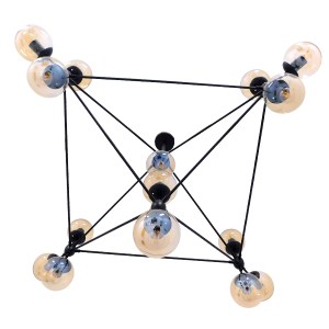 glo-01637-01637_5 GLOBOSTAR® SENTINEL 01637 ΜΟΝΤΕΡΝΟ ΦΩΤΙΣΤΙΚΟ ΟΡΟΦΗΣ ΠΛΕΓΜΑ ΠΟΛΥΦΩΤΟ 15 X E27 IP20 ΜΑΥΡΟ ΜΕ