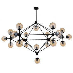 glo-01638-01638_0 GLOBOSTAR® SENTINEL 01638 ΜΟΝΤΕΡΝΟ ΦΩΤΙΣΤΙΚΟ ΟΡΟΦΗΣ ΠΛΕΓΜΑ ΠΟΛΥΦΩΤΟ 21 X E27 IP20 ΜΑΥΡΟ ΜΕ