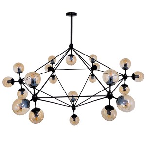 glo-01638-01638_4 GLOBOSTAR® SENTINEL 01638 ΜΟΝΤΕΡΝΟ ΦΩΤΙΣΤΙΚΟ ΟΡΟΦΗΣ ΠΛΕΓΜΑ ΠΟΛΥΦΩΤΟ 21 X E27 IP20 ΜΑΥΡΟ ΜΕ