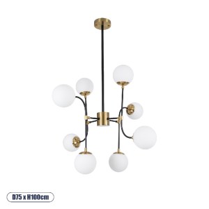 glo-01649-01649_0 GLOBOSTAR® STARDUST 01649 VINTAGE ΦΩΤΙΣΤΙΚΟ ΟΡΟΦΗΣ ΠΛΕΓΜΑ ΠΟΛΥΦΩΤΟ 8 X E27 IP20 ΜΑΥΡΟ & ΧΡ