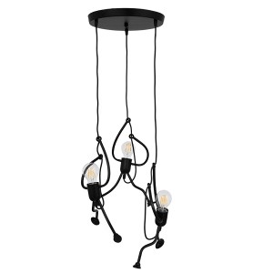 glo-01655-01655_0 GLOBOSTAR® LITTLE MAN 01655 ΜΟΝΤΕΡΝΟ ΚΡΕΜΑΣΤΟ ΦΩΤΙΣΤΙΚΟ ΦΙΓΟΥΡΑ ΤΡΙΦΩΤΟ 3 X E27 IP20 ΜΑΥΡΟ