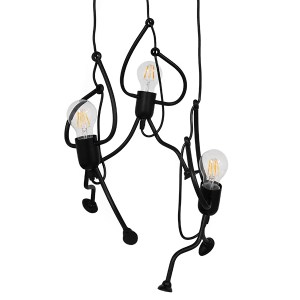 glo-01655-01655_2 GLOBOSTAR® LITTLE MAN 01655 ΜΟΝΤΕΡΝΟ ΚΡΕΜΑΣΤΟ ΦΩΤΙΣΤΙΚΟ ΦΙΓΟΥΡΑ ΤΡΙΦΩΤΟ 3 X E27 IP20 ΜΑΥΡΟ