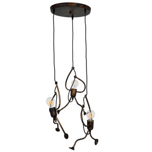 glo-01656-01656_0 GLOBOSTAR® LITTLE MAN 01656 ΜΟΝΤΕΡΝΟ ΚΡΕΜΑΣΤΟ ΦΩΤΙΣΤΙΚΟ ΦΙΓΟΥΡΑ ΤΡΙΦΩΤΟ 3 X E27 IP20 ΧΑΛΚΙ