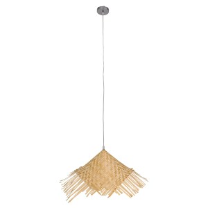 glo-01666-01666_2 GLOBOSTAR® RICEHAT 01666 BOHO ΚΡΕΜΑΣΤΟ ΦΩΤΙΣΤΙΚΟ ΚΑΜΠΑΝΑ ΜΟΝΟΦΩΤΟ 1 X E27 IP20 ΜΠΕΖ ΞΥΛΟ -