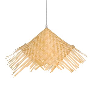 glo-01666-01666_3 GLOBOSTAR® RICEHAT 01666 BOHO ΚΡΕΜΑΣΤΟ ΦΩΤΙΣΤΙΚΟ ΚΑΜΠΑΝΑ ΜΟΝΟΦΩΤΟ 1 X E27 IP20 ΜΠΕΖ ΞΥΛΟ -