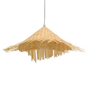 glo-01666-01666_4 GLOBOSTAR® RICEHAT 01666 BOHO ΚΡΕΜΑΣΤΟ ΦΩΤΙΣΤΙΚΟ ΚΑΜΠΑΝΑ ΜΟΝΟΦΩΤΟ 1 X E27 IP20 ΜΠΕΖ ΞΥΛΟ -