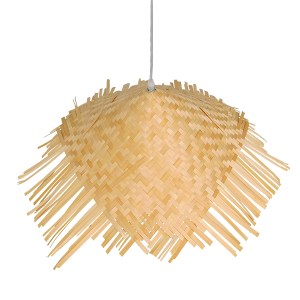 glo-01666-01666_5 GLOBOSTAR® RICEHAT 01666 BOHO ΚΡΕΜΑΣΤΟ ΦΩΤΙΣΤΙΚΟ ΚΑΜΠΑΝΑ ΜΟΝΟΦΩΤΟ 1 X E27 IP20 ΜΠΕΖ ΞΥΛΟ -