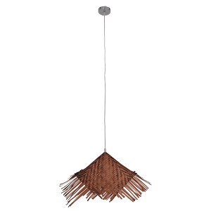 glo-01667-01667_2 GLOBOSTAR® RICEHAT 01667 BOHO ΚΡΕΜΑΣΤΟ ΦΩΤΙΣΤΙΚΟ ΚΑΜΠΑΝΑ ΜΟΝΟΦΩΤΟ 1 X E27 IP20 ΚΑΦΕ ΞΥΛΟ -