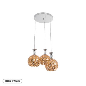 glo-01670-01670_0 GLOBOSTAR® BOUQUET 01670 ΜΟΝΤΕΡΝΟ ΚΡΕΜΑΣΤΟ ΦΩΤΙΣΤΙΚΟ ΜΠΑΛΑ ΤΡΙΦΩΤΟ 3 X E27 IP20 ΧΡΥΣΟ ΜΕΤΑ