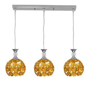 glo-01671-01671_0 GLOBOSTAR® BOUQUET 01671 ΜΟΝΤΕΡΝΟ ΚΡΕΜΑΣΤΟ ΦΩΤΙΣΤΙΚΟ ΜΠΑΛΑ ΤΡΙΦΩΤΟ 3 X E27 IP20 ΧΡΥΣΟ ΜΕΤΑ