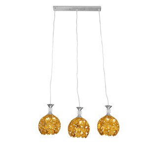 glo-01671-01671_3 GLOBOSTAR® BOUQUET 01671 ΜΟΝΤΕΡΝΟ ΚΡΕΜΑΣΤΟ ΦΩΤΙΣΤΙΚΟ ΜΠΑΛΑ ΤΡΙΦΩΤΟ 3 X E27 IP20 ΧΡΥΣΟ ΜΕΤΑ