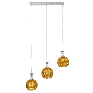 glo-01671-01671_4 GLOBOSTAR® BOUQUET 01671 ΜΟΝΤΕΡΝΟ ΚΡΕΜΑΣΤΟ ΦΩΤΙΣΤΙΚΟ ΜΠΑΛΑ ΤΡΙΦΩΤΟ 3 X E27 IP20 ΧΡΥΣΟ ΜΕΤΑ