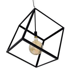 glo-01672-01672_0 GLOBOSTAR® CUBE 01672 ΜΟΝΤΕΡΝΟ ΚΡΕΜΑΣΤΟ ΦΩΤΙΣΤΙΚΟ ΠΛΕΓΜΑ ΜΟΝΟΦΩΤΟ 1 X E27 IP20 ΜΑΥΡΟ ΜΕΤΑΛ