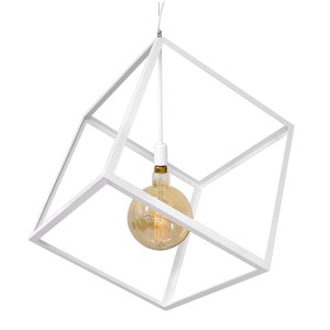glo-01675-01675_0 GLOBOSTAR® CUBE 01675 ΜΟΝΤΕΡΝΟ ΚΡΕΜΑΣΤΟ ΦΩΤΙΣΤΙΚΟ ΠΛΕΓΜΑ ΜΟΝΟΦΩΤΟ 1 X E27 IP20 ΛΕΥΚΟ ΜΕΤΑΛ