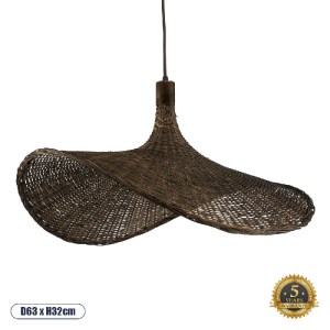 glo-01722-01722_00 GLOBOSTAR® CUBA 01722 BOHO ΚΡΕΜΑΣΤΟ ΦΩΤΙΣΤΙΚΟ ΑΝΑΡΤΗΣΗ ΜΟΝΟΦΩΤΟ 1 X E27 IP20 ΚΑΦΕ ΞΥΛΟ - Μ