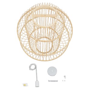 glo-01763-01763_8 GLOBOSTAR® HIBISCUS 01763 BOHO ΚΡΕΜΑΣΤΟ ΦΩΤΙΣΤΙΚΟ ΠΛΕΓΜΑ ΜΟΝΟΦΩΤΟ 1 X E27 IP20 ΜΠΕΖ ΞΥΛΟ -