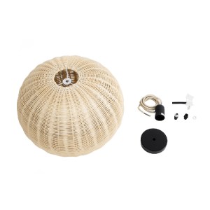 glo-01824-01824_10 GLOBOSTAR® RAITO 01824 BOHO ΚΡΕΜΑΣΤΟ ΦΩΤΙΣΤΙΚΟ ΚΑΜΠΑΝΑ ΜΟΝΟΦΩΤΟ 1 X E27 IP20 ΜΠΕΖ ΞΥΛΟ - Μ