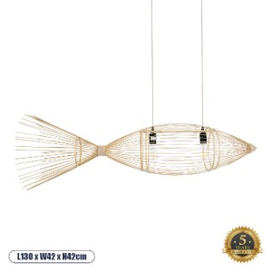 glo-01927-01927_0 GLOBOSTAR® FISH 01927 ΜΟΝΤΕΡΝΟ ΚΡΕΜΑΣΤΟ ΦΩΤΙΣΤΙΚΟ ΠΛΕΓΜΑ ΔΙΦΩΤΟ 2 X E27 IP20 ΜΠΕΖ ΞΥΛΟ - Μ