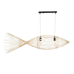 glo-01927-01927_4 GLOBOSTAR® FISH 01927 ΜΟΝΤΕΡΝΟ ΚΡΕΜΑΣΤΟ ΦΩΤΙΣΤΙΚΟ ΠΛΕΓΜΑ ΔΙΦΩΤΟ 2 X E27 IP20 ΜΠΕΖ ΞΥΛΟ - Μ