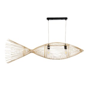 glo-01927-01927_5 GLOBOSTAR® FISH 01927 ΜΟΝΤΕΡΝΟ ΚΡΕΜΑΣΤΟ ΦΩΤΙΣΤΙΚΟ ΠΛΕΓΜΑ ΔΙΦΩΤΟ 2 X E27 IP20 ΜΠΕΖ ΞΥΛΟ - Μ