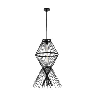 glo-01929-01929_4 GLOBOSTAR® YOSHI 01929 BOHO ΚΡΕΜΑΣΤΟ ΦΩΤΙΣΤΙΚΟ ΠΛΕΓΜΑ ΜΟΝΟΦΩΤΟ 1 X E27 IP20 ΜΑΥΡΟ ΞΥΛΟ - Μ