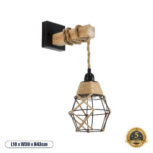 glo-01961-01961_0 GLOBOSTAR® BELLARIVA 01961 BOHO ΕΠΙΤΟΙΧΙΟ ΦΩΤΙΣΤΙΚΟ ΑΠΛΙΚΑ ΜΟΝΟΦΩΤΟ 1 X E27 IP20 ΜΑΥΡΟ ΜΕΤ