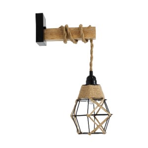 glo-01961-01961_5 GLOBOSTAR® BELLARIVA 01961 BOHO ΕΠΙΤΟΙΧΙΟ ΦΩΤΙΣΤΙΚΟ ΑΠΛΙΚΑ ΜΟΝΟΦΩΤΟ 1 X E27 IP20 ΜΑΥΡΟ ΜΕΤ