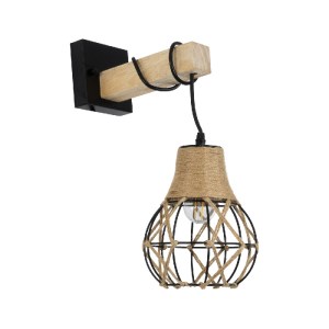glo-01962-01962_2 GLOBOSTAR® BELLARIVA 01962 BOHO ΕΠΙΤΟΙΧΙΟ ΦΩΤΙΣΤΙΚΟ ΑΠΛΙΚΑ ΜΟΝΟΦΩΤΟ 1 X E27 IP20 ΜΑΥΡΟ ΜΕΤ