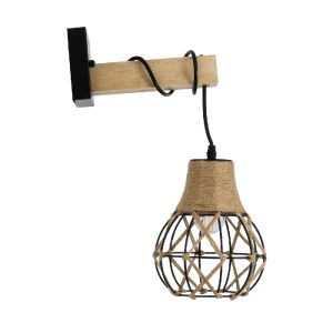 glo-01962-01962_5 GLOBOSTAR® BELLARIVA 01962 BOHO ΕΠΙΤΟΙΧΙΟ ΦΩΤΙΣΤΙΚΟ ΑΠΛΙΚΑ ΜΟΝΟΦΩΤΟ 1 X E27 IP20 ΜΑΥΡΟ ΜΕΤ