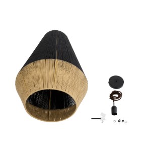 glo-02080-02080_10 GLOBOSTAR® SALERNO 02080 BOHO ΚΡΕΜΑΣΤΟ ΦΩΤΙΣΤΙΚΟ ΠΛΕΓΜΑ ΜΟΝΟΦΩΤΟ 1 X E27 IP20 ΜΑΥΡΟ & ΜΠΕΖ